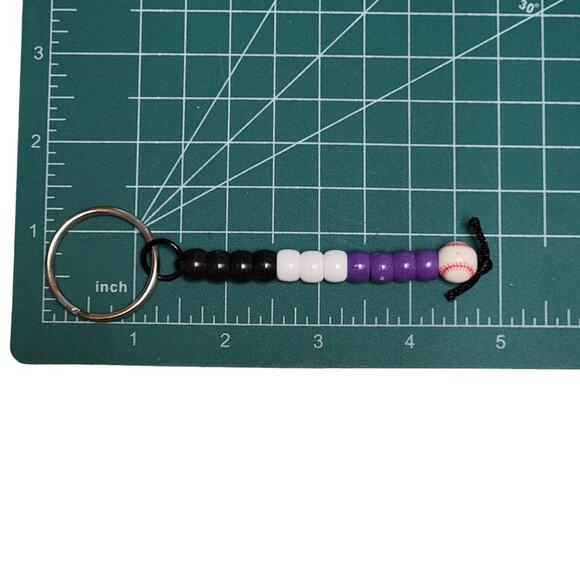 Baseball Keychain Purple‎ White Black MLB Little League Sports Fan Mom Dad Gift - Picture 4 of 4